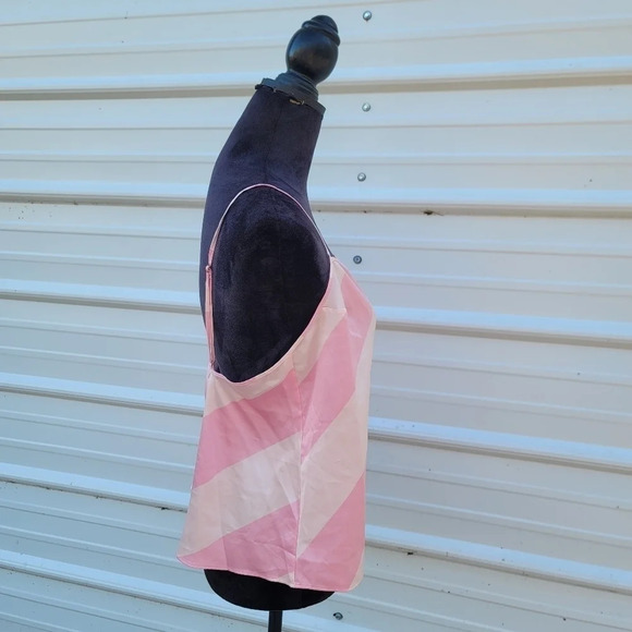 NWT VICTORIAS SECRET SATIN Pink Striped Keyhole CAMI VS SLEEP SHIRT TANK TOP L - Picture 3 of 9